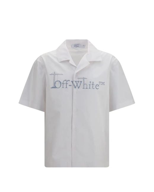 Off-White c/o Virgil Abloh Gray City Nature Graphic-Print Bowling Shirt for men