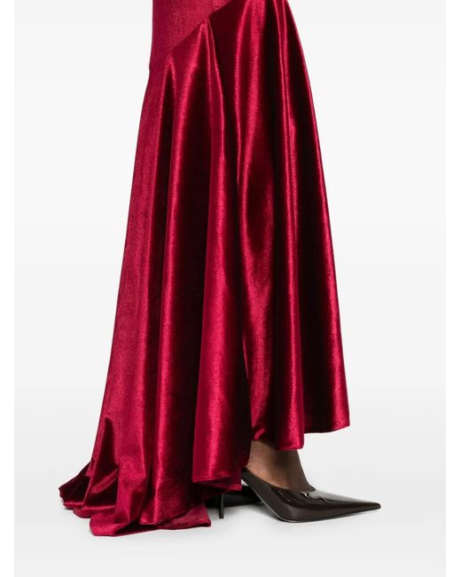 Atu Body Couture Red Velvet Long-Sleeve Maxi Dress