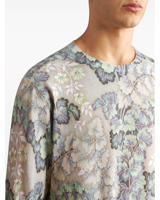 Etro Rundhals-Sweatshirt mit Blumen-Print in Gray für Herren