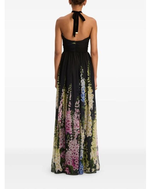 Oscar de la Renta Black Gradient-Effect Chiffon Gown