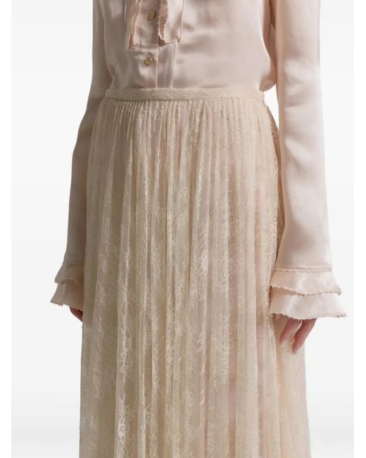 Alberta Ferretti Natural Midirock aus Spitze