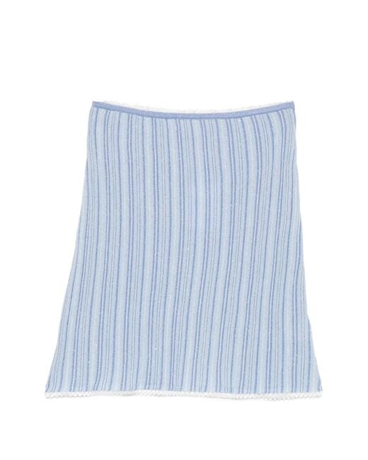 Asta Resort Blue Cleo Striped Midi Skirt