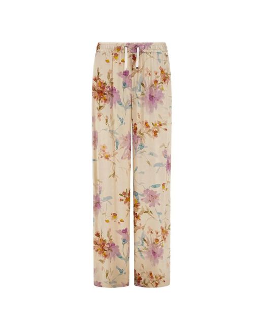 Herno Natural Floral-Print Trousers
