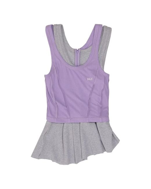 Natasha Zinko Purple Layered Ruffled Tank Top