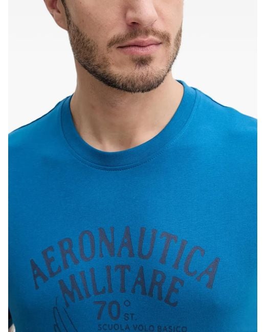 Aeronautica Militare Blue Logo-Print Short-Sleeve T-Shirt for men