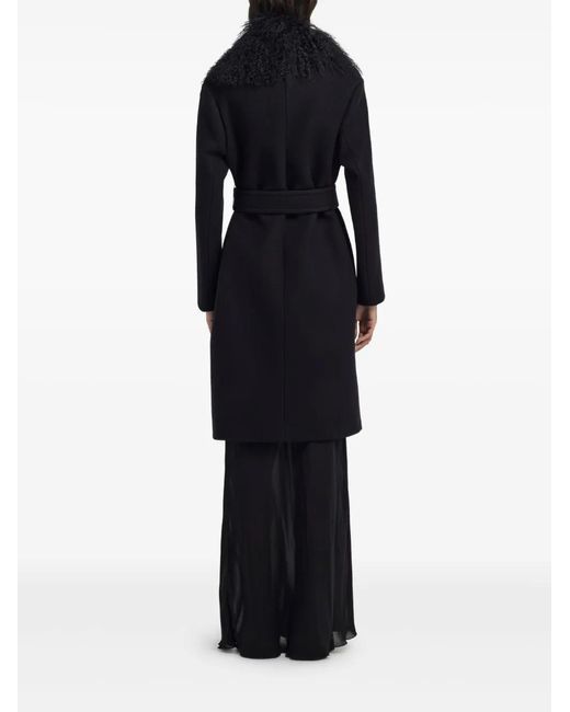 Roberto Cavalli Black Shearling-Collar Coat