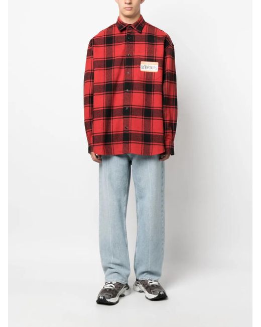 Vetements Red Hello My Name Is Cotton Shirt for men