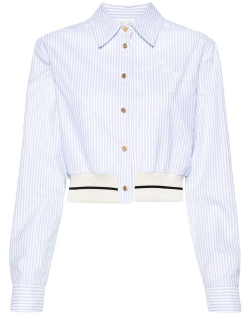 Palm Angels White Logo-embroidered Striped Cotton Shirt
