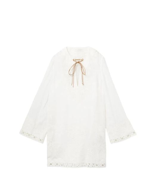 Zimmermann White Indra Embroiderd Tunic Dress