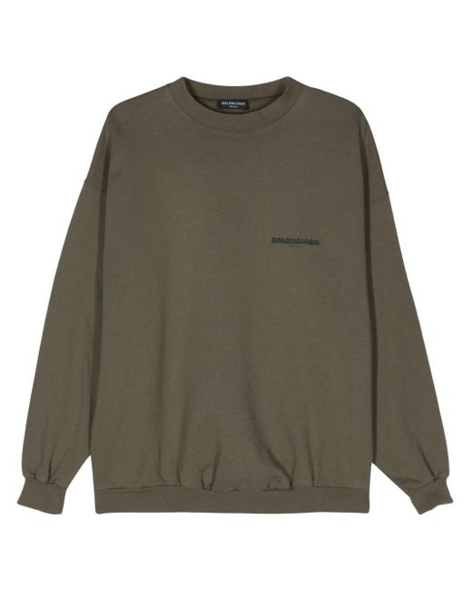 Balenciaga Green Logo-print Cotton Sweatshirt