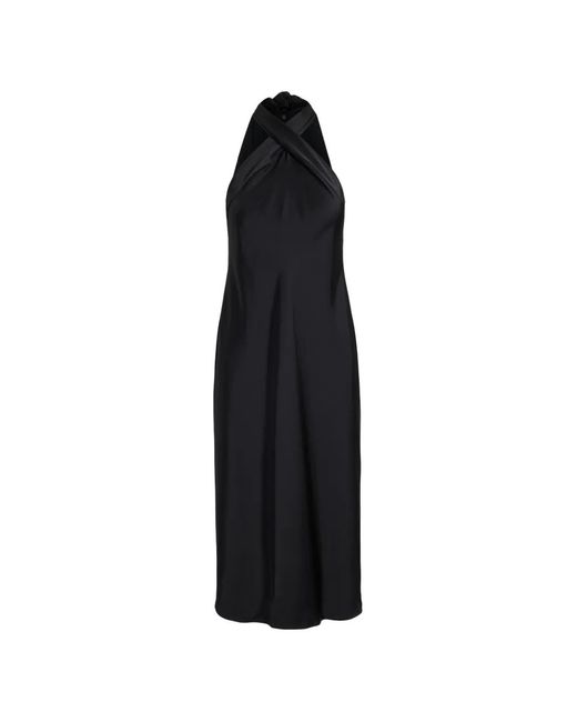 Ralph Lauren Black Robe Sans Manches À Coupe Mi-Longue