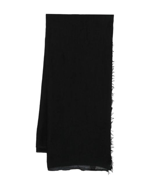 Destin Black Frayed Wool Scarf