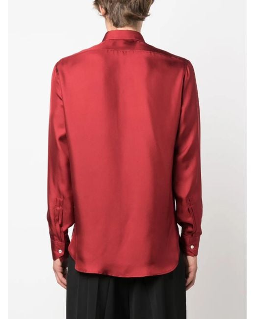MODES GARMENTS Red Buttoned Silk Shirt