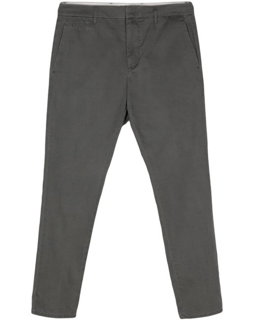 Dondup Gray Slim-cut Canvas Trousers for men