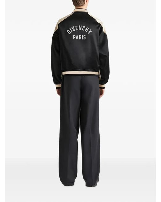 Givenchy Black Logo-Embroidered Bomber Jacket for men