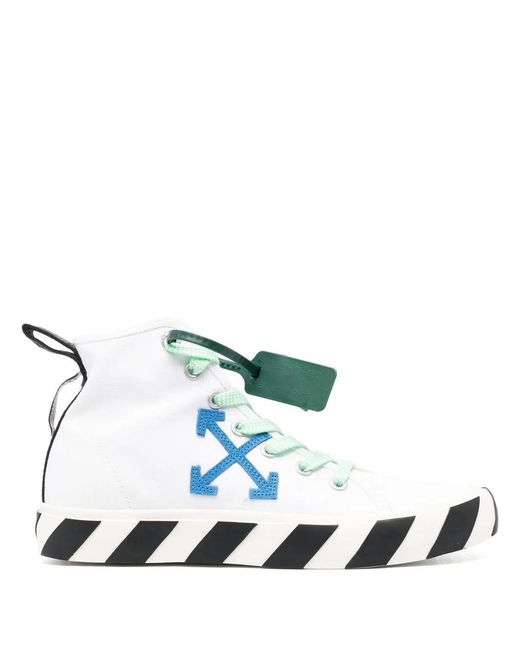 Off-White c/o Virgil Abloh Green Mid Top Vulcanized Canvas Sneakers for men