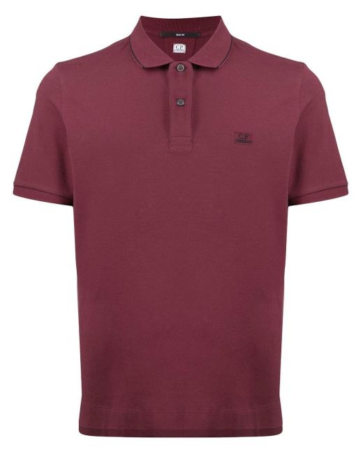 C P Company Red Logo-patch Polo Shirt for men