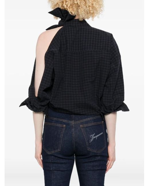 Alexander Wang Geknoopte Geruite Blouse in het Blue