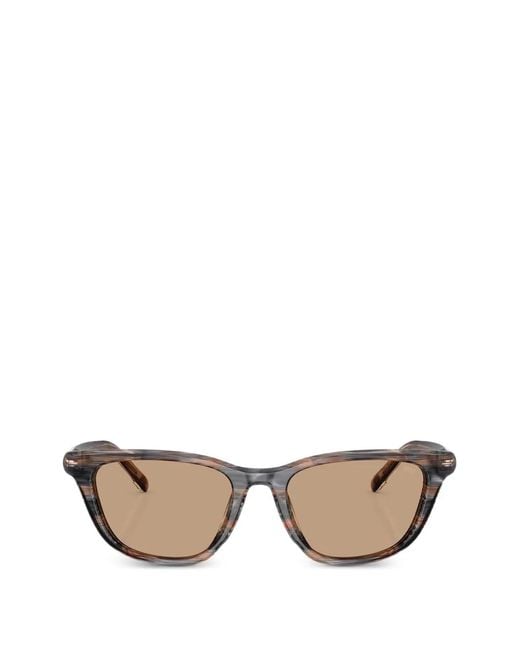 DIESEL Brown Striated Rectangle-Frame Sunglasses