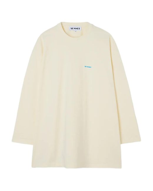 Sunnei White Mega Long-Sleeve T-Shirt