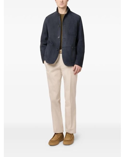 Tod's Blue Buttoned Suede Jacket for men