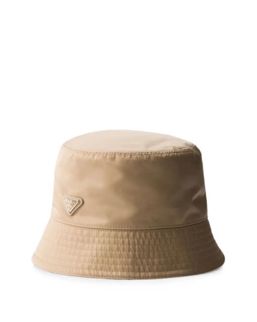 Prada Natural Logo-Plaque Bucket Hat for men