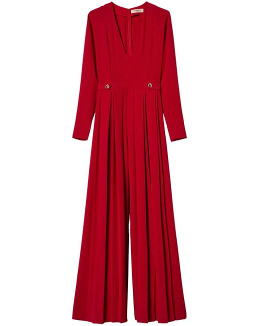 Twinset Red Pleated Jumpsuit