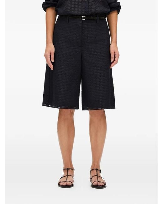 Another Tomorrow Blue Gingham Bermuda Shorts