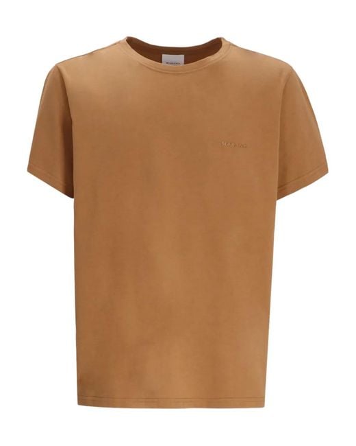 Isabel Marant Brown Zaffern Logo-Embroidered Cotton T-Shirt for men