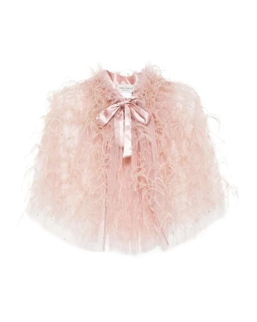 Tulle feather capelet Isabel Sanchis de color Pink