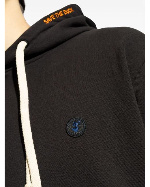 Save The Duck Black Embossed Logo Cotton Hoodie for men