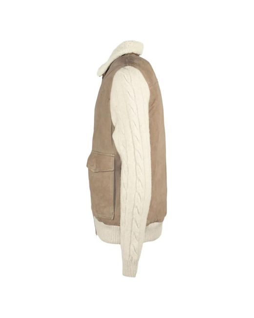 Volfagli Natural Arena Cable-Knit Suede Jacket for men