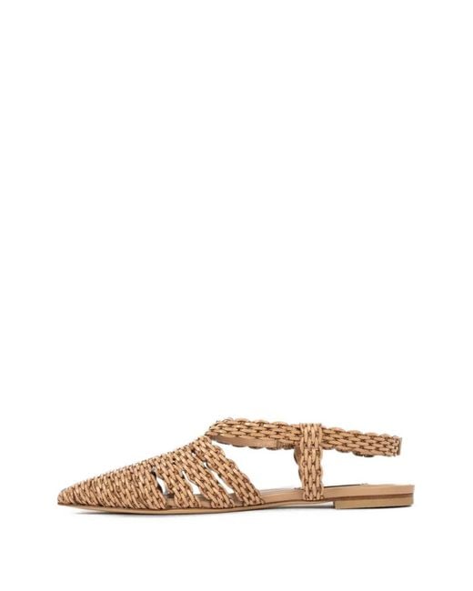 Casadei Brown Avenida Woven Slingback Flat Pumps