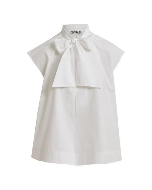 Essentiel Antwerp White Bow-Detail Blouse