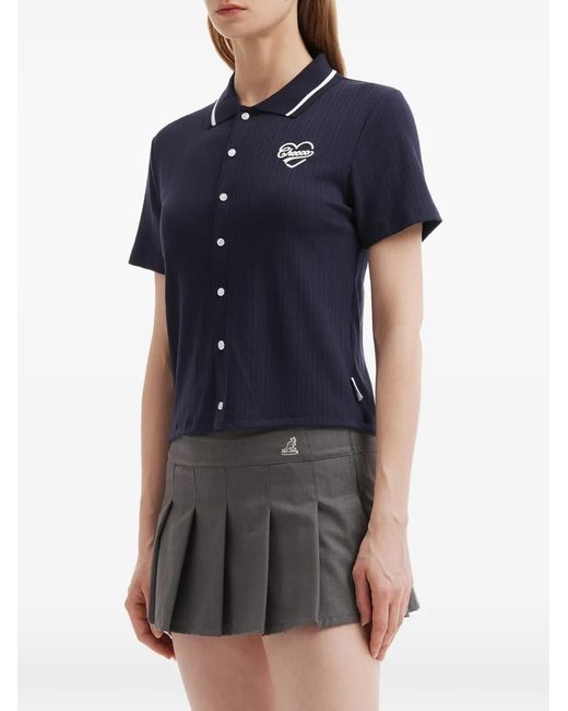 Chocoolate Blue Buttoned Ribbed Top