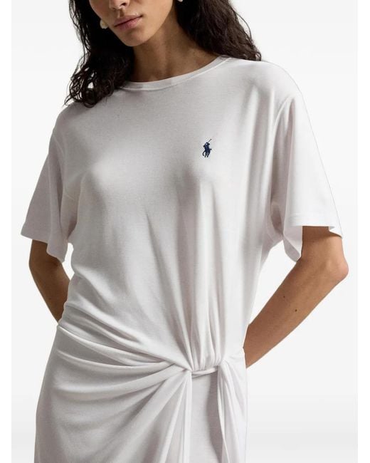 Polo Ralph Lauren White Twist-Detail T-Shirt Dress
