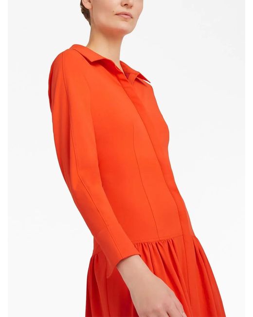 Cinq À Sept Red Robe Boutonnée À Volants Superposés