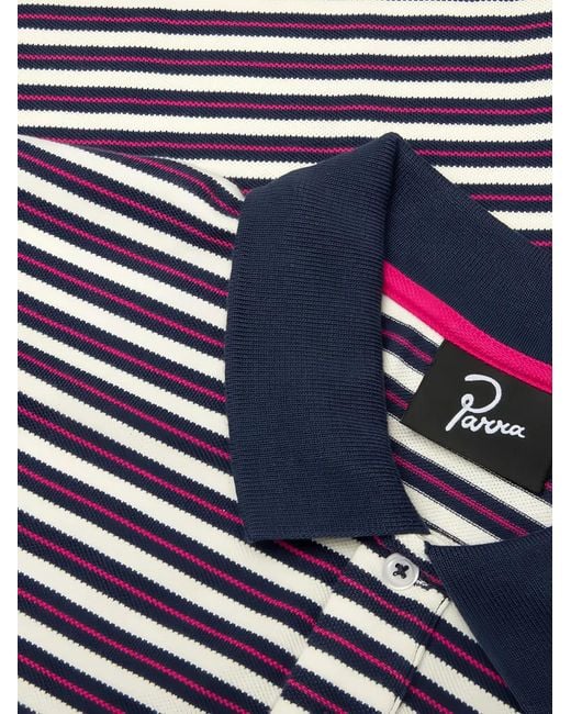 by Parra Blue Flag Striper Polo Shirt for men