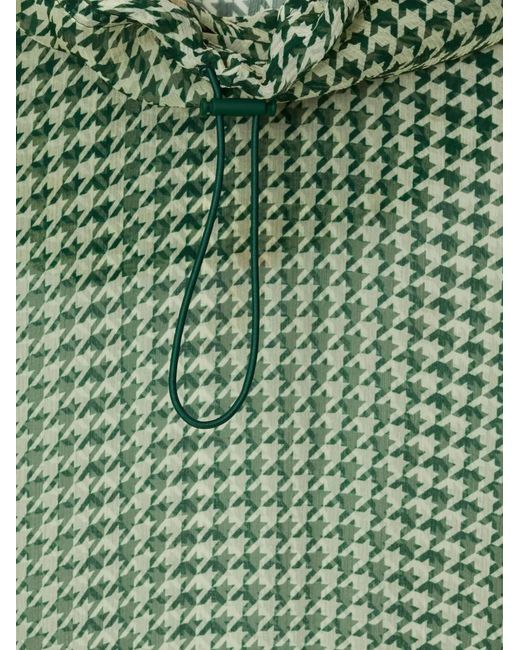 Burberry Green Sheer-Seidenkleid Mit Hahnentrittmuster