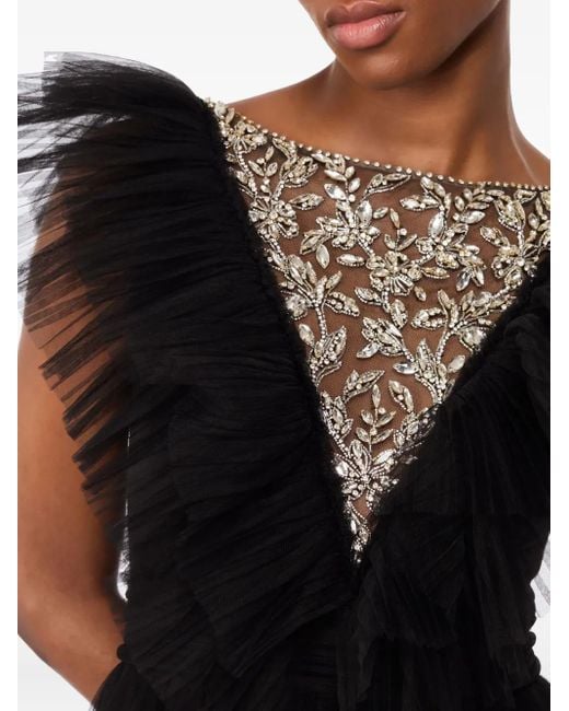 Jenny Packham Black Verziertes Maxikleid aus Tüll