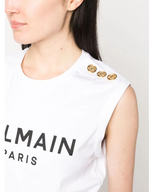Balmain ロゴ タンクトップ White