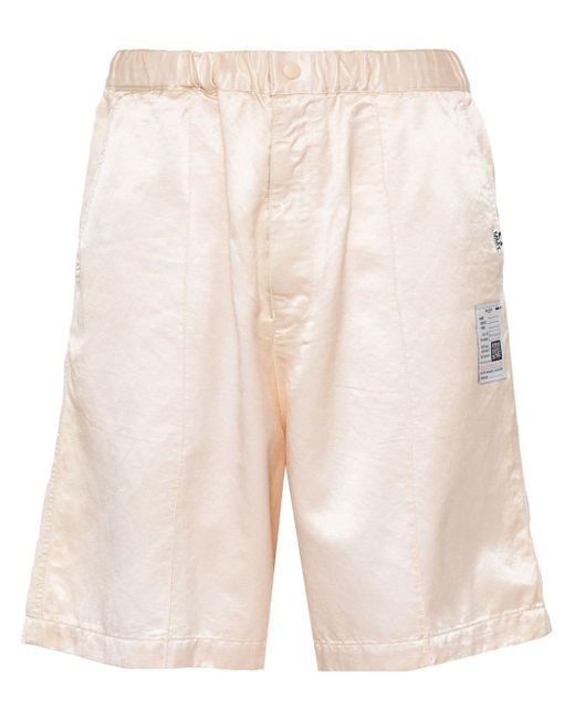 Maison Mihara Yasuhiro Natural Logo-tag Satin Shorts for men