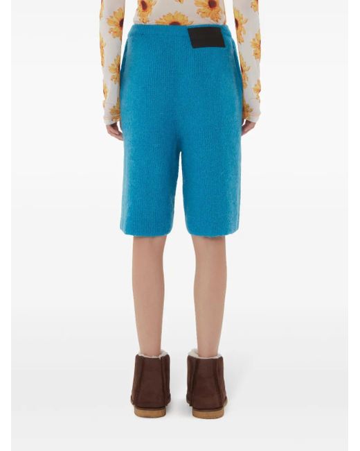 J.W. Anderson Blue Mohair Logo-Appliqué Knit Bermuda Shorts