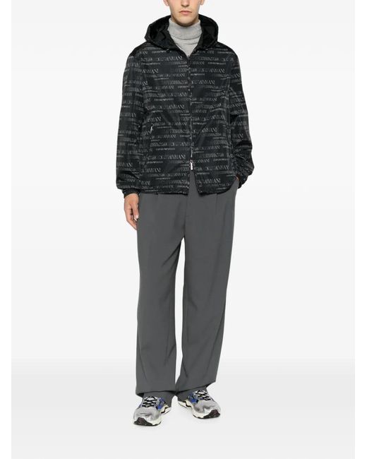 Emporio Armani Black Veste Réversible À Motif De Logo for men