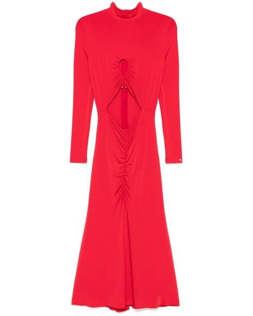 Nissa Red Cut Out-Detail Midi Dress