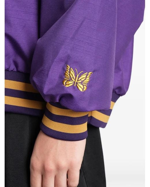 Needles Purple Logo-Embroidered Bomber Jacket for men