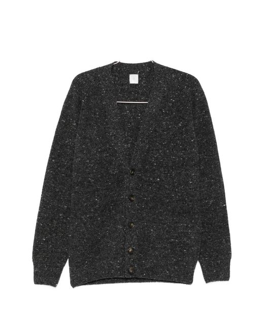 Eleventy Black Flecked V-Neck Cardigan for men