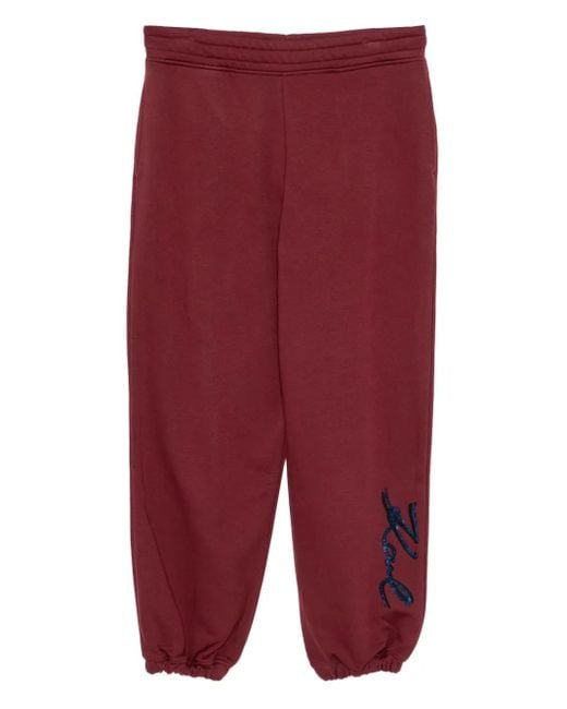Karl Lagerfeld Red Logo-Embossed Trousers