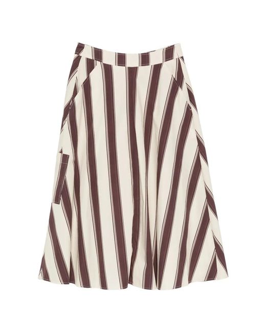 Diega White Striped Patch-Pocket Skirt