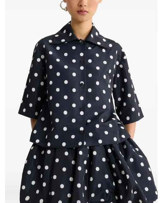 Patou Blue Polka Dot Short-Sleeves Shirt